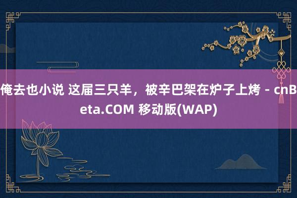 俺去也小说 这届三只羊，被辛巴架在炉子上烤 - cnBeta.COM 移动版(WAP)